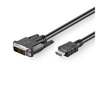 Goobay 50581 Cavo DVI/HDMI, Placcato Nickel, Nero, 3m Lunghezza del Cavo