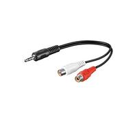Goobay 50600 Adattatore Cavo Audio da 3.5mm, Connettore a Presa RCA Stereo, Nero, 0.2m Lunghezza del Cavo