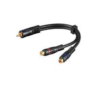 Goobay 50930 Cavo Adattatore Audio a Y, Connettore RCA Stereo a 1 Presa RCA, OFC, a Doppia Schermatura, 0.2m Lunghezza del Cavo