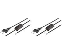 Goobay 51350 Cavo Alimentazione con Interruttore, Nero, 1.5m Lunghezza del Cavo (Confezione da 2)