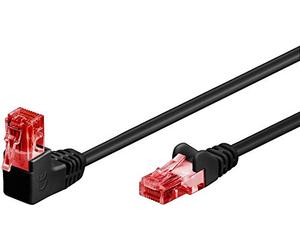 Goobay 51514 - Cavo patch CAT 6, spina a 90 gradi, cavo di rete, Ethernet, Playstation, Xbox, cavo LAN, DSL, U/UTP, RJ45, nero, 0,50 m