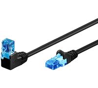 Goobay 51528 - Cavo patch CAT 6A, spina a 90 gradi, cavo di rete, Ethernet, Playstation, Xbox, cavo LAN, DSL, U/UTP, RJ45, nero, 0,50 m