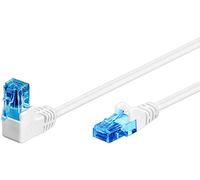 Goobay 51535 Cavo patch CAT 6A, spina a 90 gradi, cavo di rete, Ethernet, Playstation, Xbox, cavo LAN, DSL, U/UTP, RJ45, bianco, 0,50 m