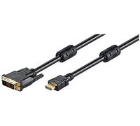 Goobay 51586 Cavo DVI/HDMI, Dorato, Nero, 10m Lunghezza del Cavo