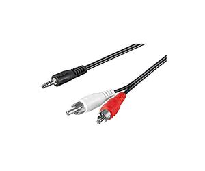 Goobay 51701 Adattatore Cavo Audio AUX, Jack da 3.5mm a Connettore RCA Stereo, CU, Nero, 0.5m Lunghezza del Cavo