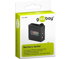 Goobay 54020 Tester affidabile per batterie / indicatore di capacità per batterie / per AAA, AA, C, D, 9 V, N e pile a bottone / funzione senza fonte di alimentazione / pile standard / nero