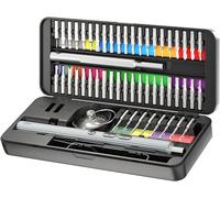 goobay 58in1 con 50 punte di precisione, custodia magnetica in alluminio, 3 livelli di coppia, luce LED, ricarica USB-C, set di utensili per elettronica, smartphone e PC