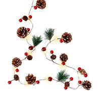 Goobay 20 Luci LED in Filo d'argento Pigne e Bacche Rosse