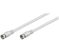 Goobay 60722 Cavo di collegamento satellitare, cavo d'antenna, cavo coassiale, da spina F a spina F, schermato 2 volte, 0,3 m, 80 dB, bianco