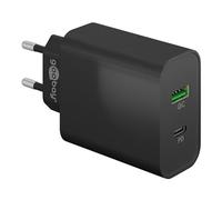 Goobay 61755 Dual Port USB C Caricatore 45W PD Universal USB Alimentatore Adattatore Spina di Ricarica Fast Charger Samsung S22 iPhone 14 Nero