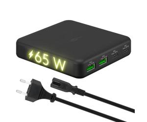goobay 61772 Multiport Caricatore USB-C a 4 prese con potenza di 65 W/ricarica più dispositivi contemporaneamente tramite le porte USB-C (Power Delivery) / caricatore da tavolo/alimentatore USB