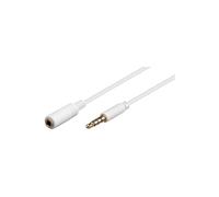 Goobay 62363 Prolunga Audio e Cuffie AUX, 4 Pin da 3.5mm Slim, CU, Bianca, 3m Lunghezza del Cavo
