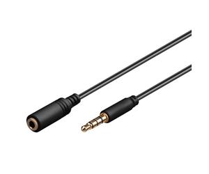 Goobay 62479 Prolunga Audio e Cuffie AUX, 4 Pin da 3.5mm Slim, CU, Nero, 2m Lunghezza del Cavo