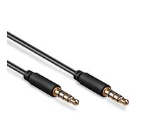 Goobay 63826 Cavo di Collegamento Audio AUX, Stereo da 3.5mm e 4 Pin, Slim, CU, Nero, 1m Lunghezza del Cavo