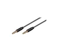Goobay 63828 Cavo di Collegamento Audio AUX, Stereo da 3.5mm e 4 Pin, Slim, CU, Nero, 1.5m Lunghezza del Cavo