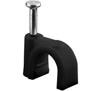 goobay 64681 Morsetto per cavi/Supporto per cavi/Per il fissaggio di cavi fino diametro di 8 mm/Morsetto cavi con chiodo per pareti, telai porte, angoli montaggio su superfici / 100 pezzi/Nero