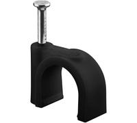 goobay 64684 Morsetto per cavi/Supporto per cavi/Per fissaggio di cavi fino diametro di 12 mm/Morsetto cavi con chiodo per pareti, telai porte, angoli montaggio su superfici / 100 pezzi/Nero