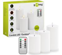 goobay 64786 - Set di 3 candele a LED con telecomando/luci elettriche per estern