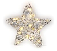 goobay 64787 - Stella metallica a LED 3D, decorazione natalizia, con timer, catena luminosa a LED integrata, utilizzabile come lampada da tavolo, decorazione in inverno e Natale, funzionamento a