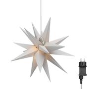 Goobay 64789 - Stella di Natale a LED, 3D, Ø 56 cm, stella con 18 punte e timer, decorazione natalizia, stella a LED per un'atmosfera suggestiva, trasformatore esterno da 4,5 V, decorazione da parete,