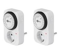 Goobay 64893 - Timer analogico per interni, con prese, 15 minuti, per interni, funzionamento continuo, set da 2 pezzi