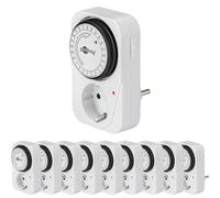 Goobay 64896 - Timer analogico per interni, con timer regolabile, 15 minuti, funzionamento continuo, set da 10 pezzi, piccolo