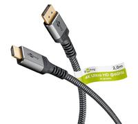 goobay 65269 DisplayPort 1.2 a HDMI 2.0 / Risoluzioni fino a 4K @ 50/60 Hz/Velocità di trasferimento dati di 18 Gbit/s/Il cavo è direzionale/Grigio / 2 m