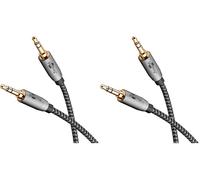 goobay 65276 Cavo AUX stereo audio da 3,5 mm 5 m/cavo jack per auricolari, autoradio, PC, tablet, cavo altoparlante/connessione placcato oro (Confezione da 2)