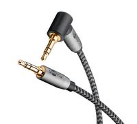 goobay 65283 Cavo audio AUX 5m / spina angolare a 90 gradi/jack da 3,5 mm guaina in tessuto/Adatto per telefoni cellulari, console