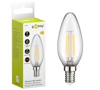 goobay 653902 Lampadina LED Candela E14 Bianco Caldo 4W Filamento Classe E Bianco