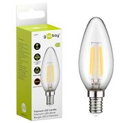 goobay 653933 Lampadina LED Candela E14 Bianco Caldo 6W Filamento Bianco