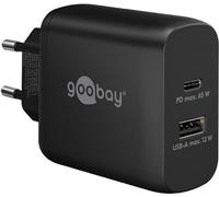 Goobay 65409 Dual Charger 65W / USB-C & USB-A Caricatore rapido Power Delivery/Alimentatore di ricarica con 2 porte USB/caricatore per cellulare, iPad, tablet, ecc.