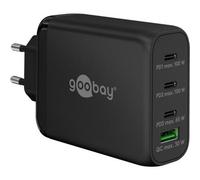 GOOBAY 65555 - Caricabatterie USB, 100 W, 1 USB-A (QC), 3 USB-C (PD), GaN, nero