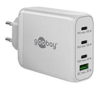 GOOBAY 65556 - Caricabatterie USB, 100 W, 1 USB-A (QC), 3 USB-C (PD), GaN, bian