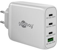 GOOBAY 65556 - Caricabatterie USB, 100 W, 1 USB-A (QC), 3 USB-C (PD), GaN, bian