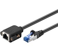 Goobay Cavo prolunga CAT6A 65641 - S/FTP (PiMF) (CU) 500 MHz, RJ45 femmina con flangia, 0,5 m nero