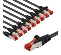 goobay 65979 - Cavo di rete CAT6 in set/cavo patch schermato S/FTP/CU Ethernet, PiMF, LSZH/Cat 6 da 10 Gbit/nero, 10 x 2 m