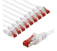 goobay 65986 - Cavo di rete CAT6 in set/cavo patch schermato S/FTP/CU Ethernet, PiMF, LSZH/Cat 6 da 10 Gbit/bianco/10 x 1 m