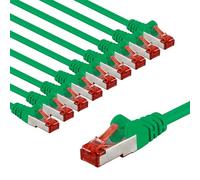 goobay 66013 Cavo di rete CAT6 in set/cavo patch schermato S/FTP/CU Ethernet, PiMF, LSZH/Cat 6, 10 Gbit/verde/10 x 1 m