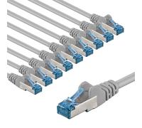 goobay 66023 Cavo di rete CAT 6A in set/cavo patch schermato S/FTP/CU Ethernet, PiMF, LSZH/Cat 6a da 10 Gbit/Grigio/10 x 1 m