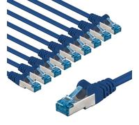 goobay 66037 Cavo di rete CAT 6A in set/cavo patch schermato S/FTP/CU Ethernet, PiMF, LSZH/Cat 6a con 10 Gbit/blu/10 x 2 m