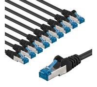 goobay 66044 Cavo di rete CAT 6A in set/cavo patch schermato S/FTP/CU Ethernet, PiMF, LSZH/Cat 6a con 10 Gbit/nero, 10 x 1 m
