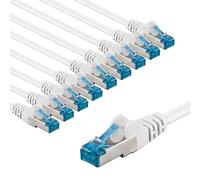 goobay 66052 Cavo di rete CAT 6A in set/cavo patch schermato S/FTP/CU Ethernet, PiMF, LSZH/Cat 6a con 10 Gbit/Bianco/10 x 1 m