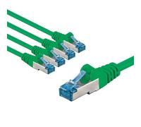 goobay 66056 - Cavo di rete CAT 6A in set da 5 cavi patch schermati S/FTP/CU, PiMF, LSZH/Cat 6a con 10 Gbit/verde/5 x 1 m