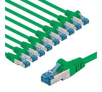 goobay 66061 Cavo di rete CAT 6A in set/cavo patch schermato S/FTP/CU Ethernet, PiMF, LSZH/Cat 6a con 10 Gbit/verde/10 x 2 m