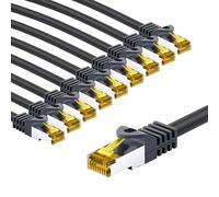 goobay 66077 Cavo di rete CAT7 in set/cavo patch schermato S/FTP/CU Ethernet, PiMF, LSZH/Cat 7, 10 Gbit/nero, 10 x 2 m