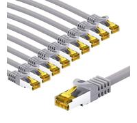 goobay 66093 - Cavo di rete CAT7 in set/cavo patch schermato S/FTP/CU, PiMF, LSZH/Cat 7 da 10 Gbit/Grigio/10 x 2 m