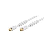 Goobay 67276 Cavetto Antenna Coax (80 dB), Coassiale in Ferrite, Schermatura Doppia, Bianco, 1.5 m Lunghezza del Cavo