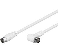 Goobay 67347 Cavetto F per Antenna Satellitare Connettori Ad Angolo Rapidi, Schermatura Doppia, Bianco, 1.5m Lunghezza del Cavo