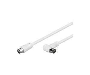 Goobay 67359 Cavetto Antenna Coax Ad Angolo Coassiale (80 dB), Schermatura Doppia, Bianco, 1.5m Lunghezza del Cavo